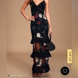 Lulus True to Heart Black Floral Embroidered Maxi Dress!